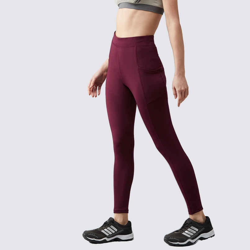 Blinkin Women's Gym Pants & Tights - Maroon | Stretchable | With Side Pockets | M