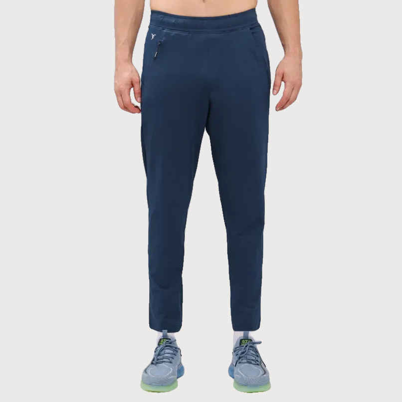 Technosport Men Poly Solid Relax Fit Sports Trackpants with ELASTO PLUS | Navy | L