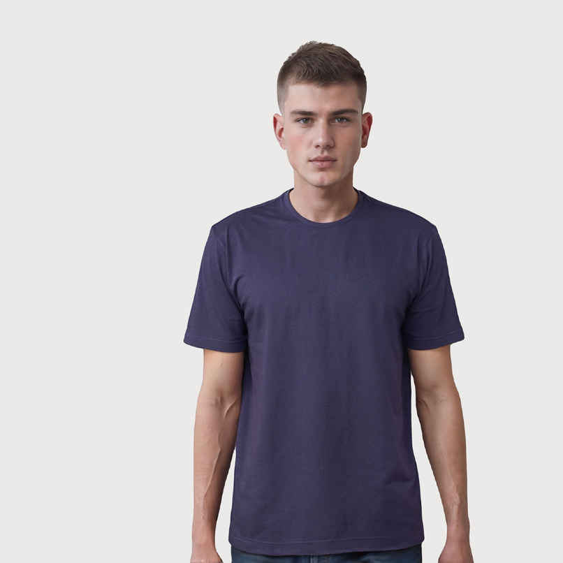 Men's Round Regular Fit Solid T Shirt