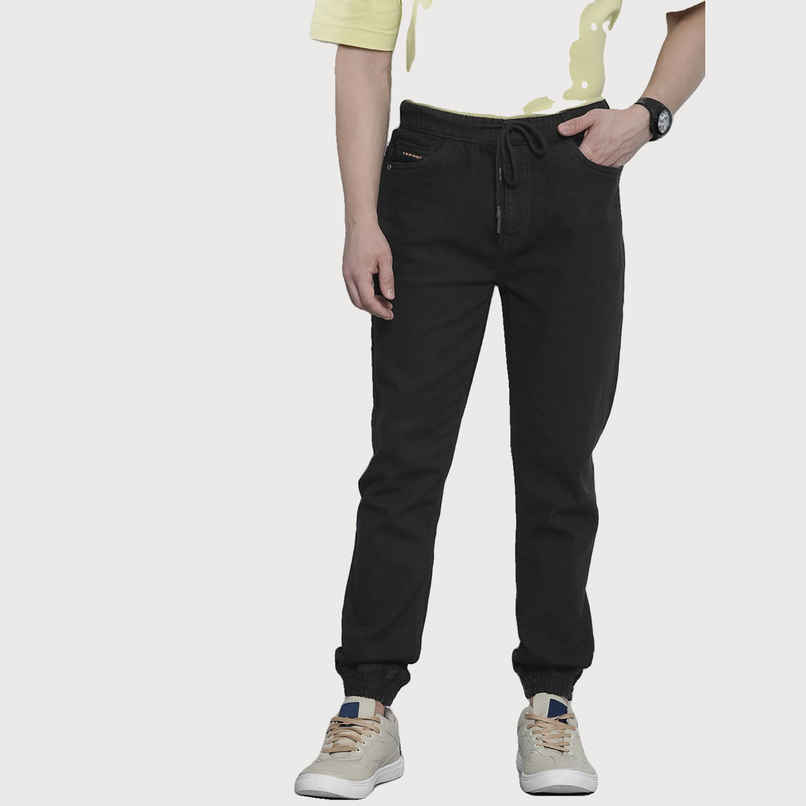 The Indian Garage Co Men's G201 Slim Fit Solid Casual Denim Jogger | Black | 32