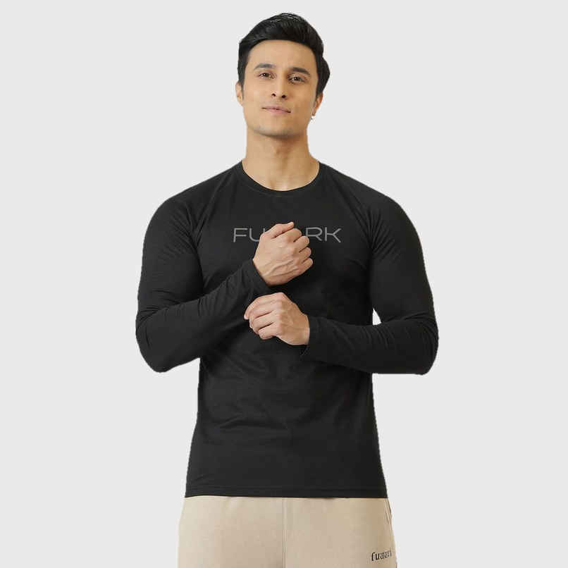 Fuaark Men's Chase Full Sleeve GYM T-shirt | Black - L Fuaark Men's Chase Full Sleeve GYM T-shirt | Black - L