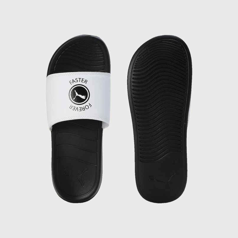 Puma Men's Xerxes Slides | Black and White - UK 9