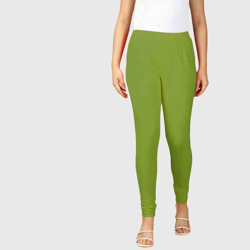 PYNK By Lux Cozi Women Ultra Soft 360 Stretch Prime Cotton Churidar Leggings|Parrot Green|Free Size