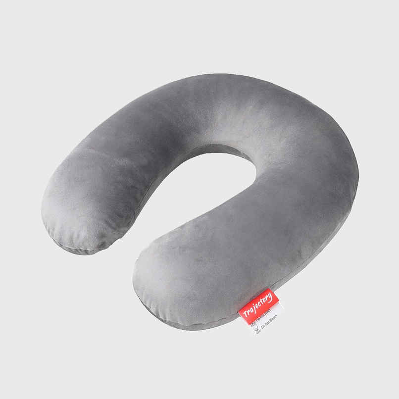 Trajectory Unisex Solid Polyester Neck Pillow | Grey - One Size Trajectory Unisex Solid Polyester Neck Pillow | Grey - One Size