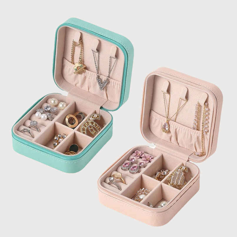 Youbella Jewellery Set Of 2 Combo Organiser Pu Leather Portable Storage Box(Gold) (Jewellery - Box - 39)