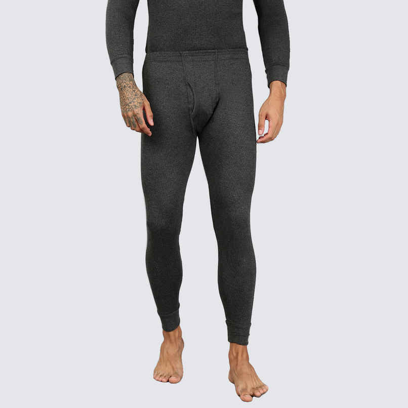 Lux Cozi Men's Heatek Thermal Comfort, Stretchable & Super Warm Trouser | Black Melange-85
