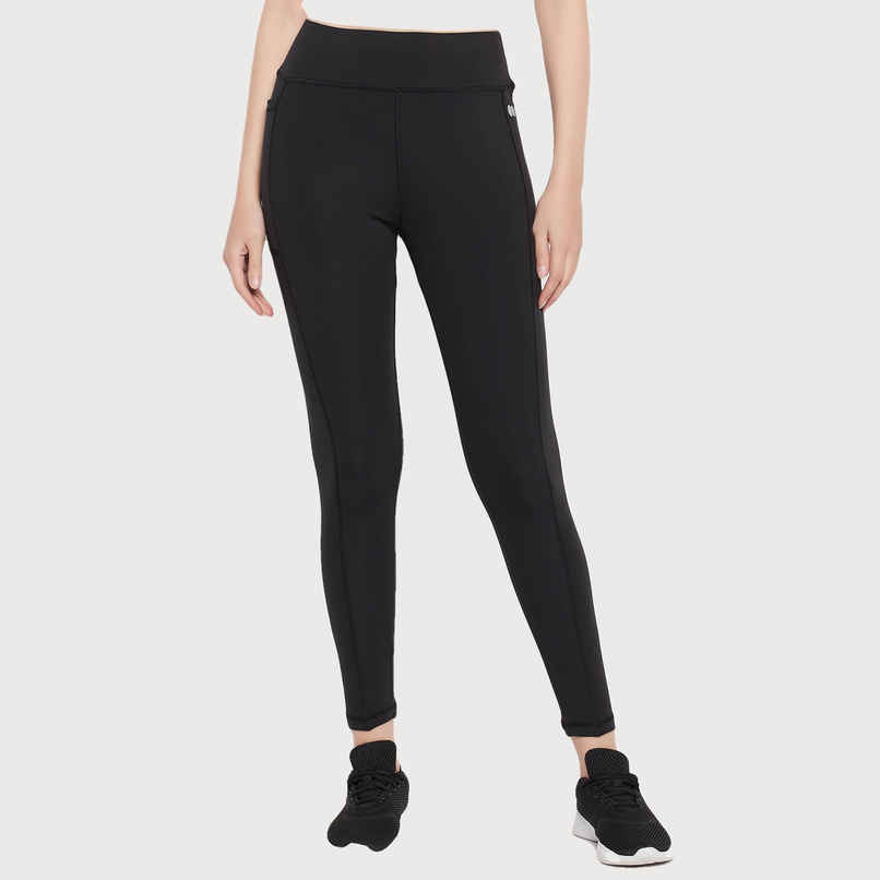 Clovia High-Rise Active Tights With Side Pocket | Black | XXL