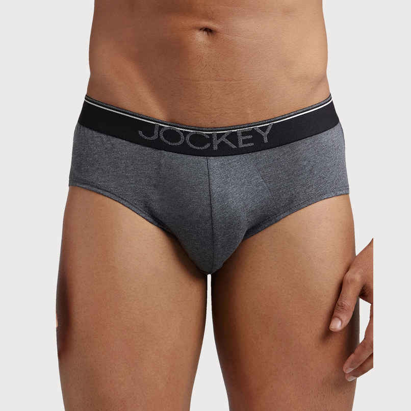 Jockey 8037 Men's Super Combed Cotton Underwear Solid Brief|Ultrasoft Waistband | Grey-XL