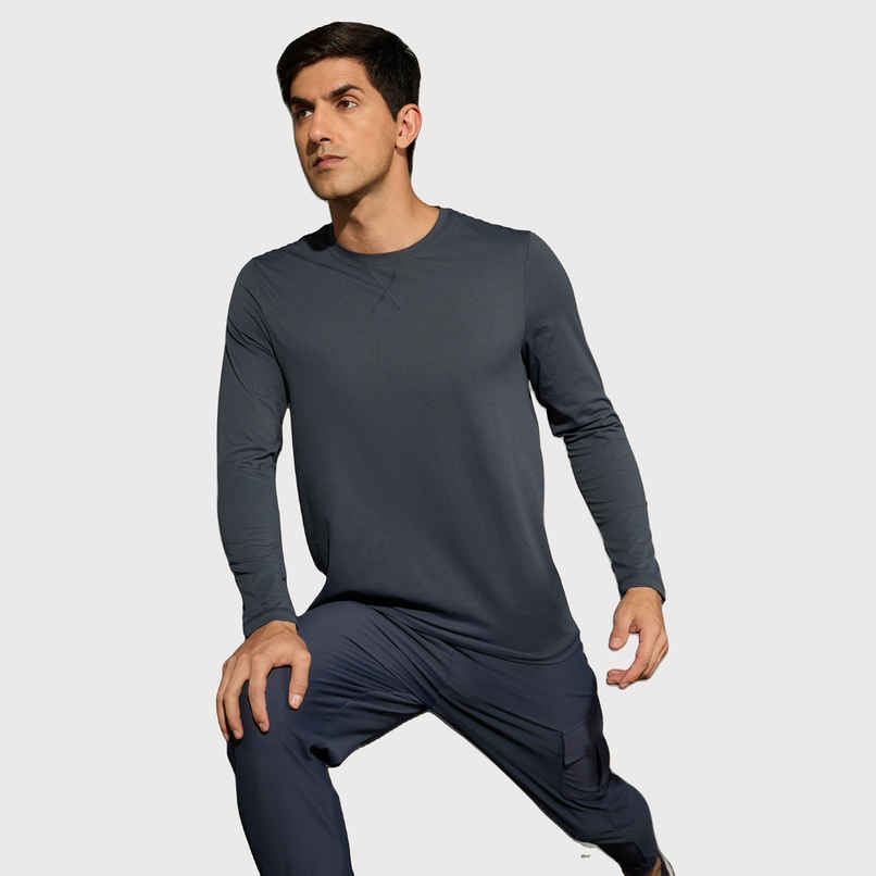 Technosport Men's Poly Solid Slim Fit Round Neck Full Sleeve Sports T-shirt | Carbon Grey - M Technosport Men's Poly Solid Slim Fit Round Neck Full Sleeve Sports T-shirt | Carbon Grey - M