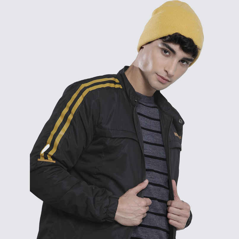 The Indian Garage Co Men's Slim Printed Jacket | Black - 2XL