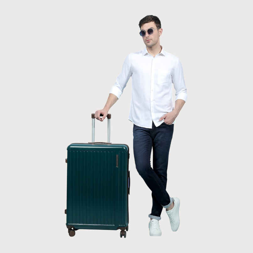 Move-Meant Travel Fun Large Suitcase Olive | PolycarbonateTrolley | 8 Wheels | Number Lock - 75 cm