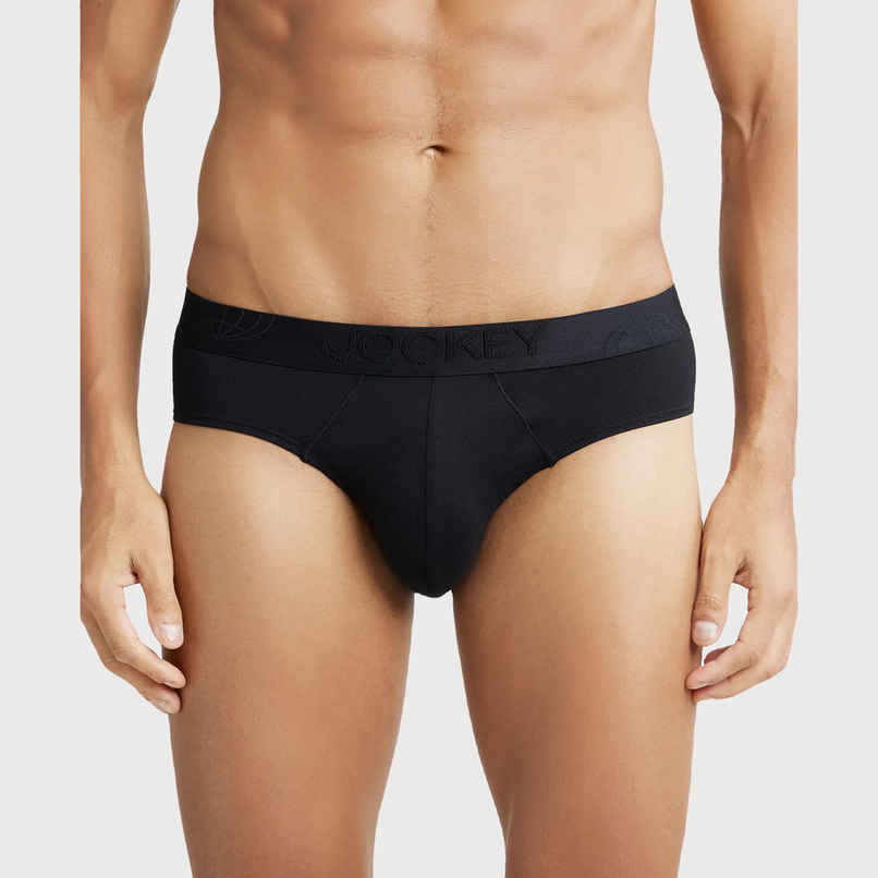 Jockey IC24 Men's Tencel Micro Modal Cotton Underwear Elastane Solid Brief | Stayfresh Properties | Black - L