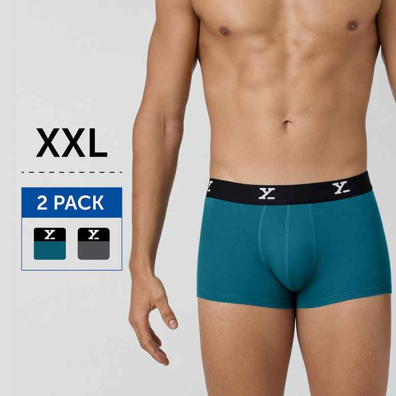 XYXX Men's Ace Modal Solid Trunks Pack of 2, Blue & Grey| XXL XYXX Men's Ace Modal Solid Trunks Pack of 2, Blue & Grey| XXL
