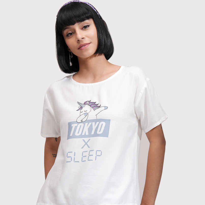 Women's Graphic Round Neck Oversized Fit T shirt