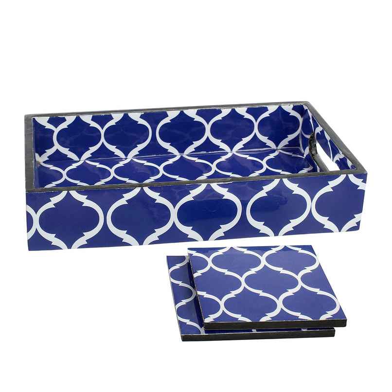 Sanjeev Kapoor By OGGN Mdf Meena Mugal Printed Tray - 10 x 6 with Coaster