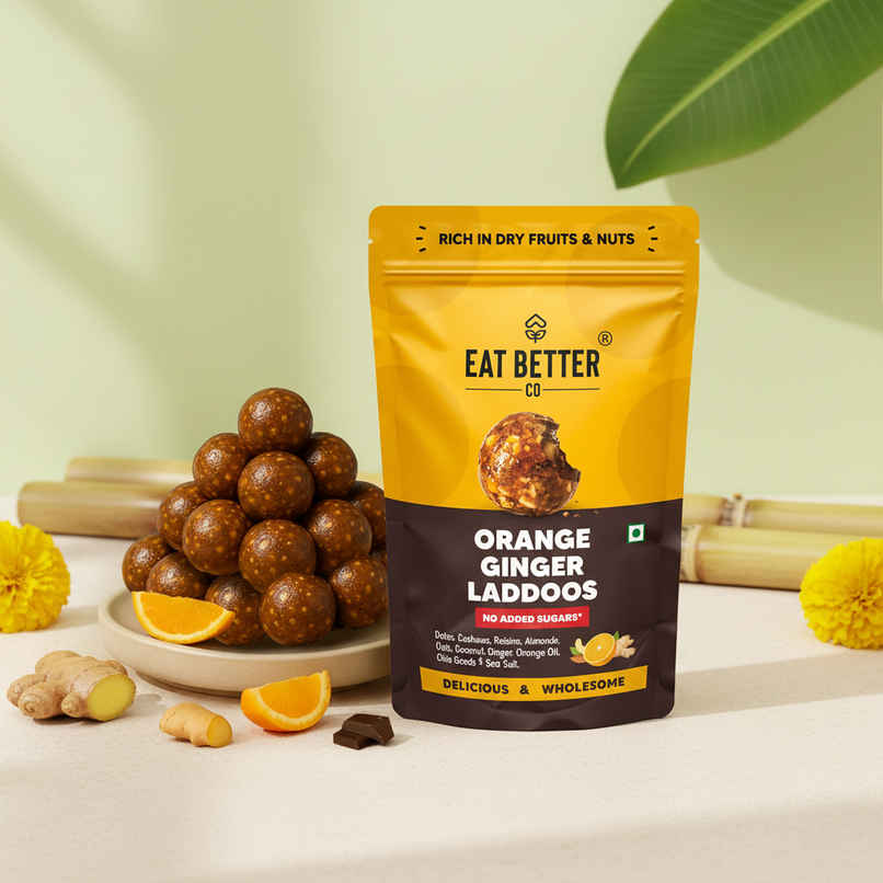Eat Better Co Orange & Ginger Laddoos | No Added Sugar | High Protein | 100% Natural
