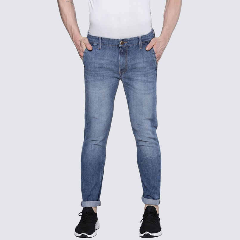 The Indian Garage Co Men's Slim Fit Solid Casual Jeans | Blue - 32