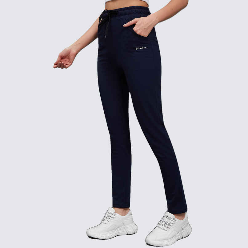 Women's Mid Rise Solid Cotton Track Pant with Side Pockets