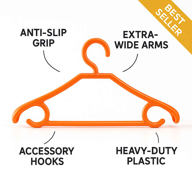 Sinco Premium COAT HANGER Heavy Duty - Pack of 3 pcs - Orange Sinco Premium COAT HANGER Heavy Duty - Pack of 3 pcs - Orange