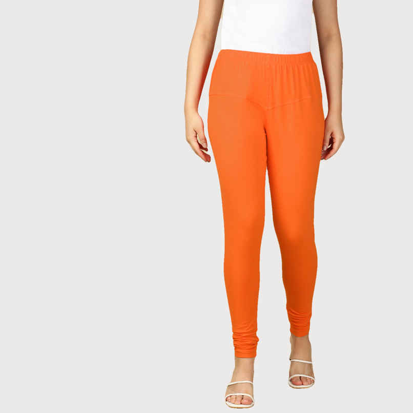 PYNK By Lux Cozi Women Ultra Soft 360 Stretch Premium Cotton Churidar Leggings | Orange|Free Size