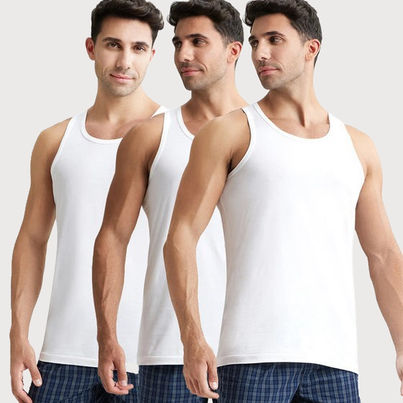 Jockey 8820 Men's Super Combed Cotton Round Neck Vest|Extended Length|Easy Tuck|PO3 | White-S