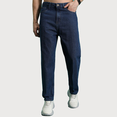 HIGHLANDER Men's Loose Fit Mid-Rise Cotton Baggy Jeans | Blue - 34 HIGHLANDER Men's Loose Fit Mid-Rise Cotton Baggy Jeans | Blue - 34