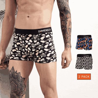 DaMENSCH Men's Modal Trunks | Black and Blue - XL
