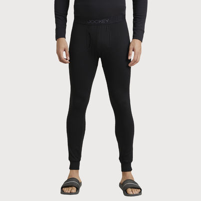 Jockey 2623 Men's Microfiber Elastane Stretch Fleece Thermal Long John | Black-L
