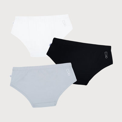 PlanB Pack of 3 Girl Basic Hipsters Black, Grey, White - 14-16 Yrs Panty