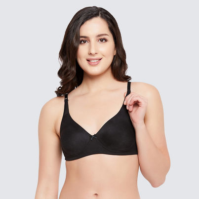 Clovia Women Non-Padded Non-Wired Full Coverage T-Shirt Bra - Blue, Black | 36C Clovia Women Non-Padded Non-Wired Full Coverage T-Shirt Bra - Blue, Black | 36C