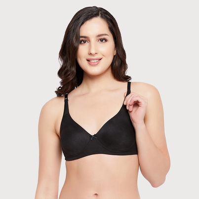 Clovia Women Non-Padded Non-Wired Full Coverage T-Shirt Bra - Blue, Black | 34C Clovia Women Non-Padded Non-Wired Full Coverage T-Shirt Bra - Blue, Black | 34C