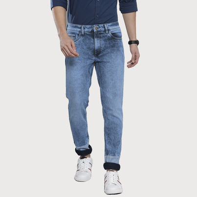 The Indian Garage Co Men's Regular Fit Colourblocked Casual Jeans | Blue | 32 The Indian Garage Co Men's Regular Fit Colourblocked Casual Jeans | Blue | 32