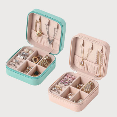 Youbella Jewellery Set Of 2 Combo Organiser Pu Leather Portable Storage Box(Gold) (Jewellery - Box - 39)