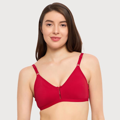 Clovia Women Non-Padded Non-Wired Full Coverage Bra - Cotton | Red and Black | 34B Clovia Women Non-Padded Non-Wired Full Coverage Bra - Cotton | Red and Black | 34B
