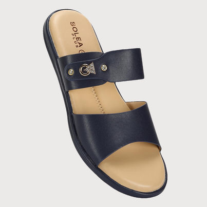 Paragon Women Embellished Lightweight Open Toe Flats Navy Blue - 4 Paragon Women Embellished Lightweight Open Toe Flats Navy Blue - 4