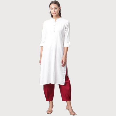 Divena women's White Solid Pure Cotton Straight Kurta DK0567 | L Divena women's White Solid Pure Cotton Straight Kurta DK0567 | L