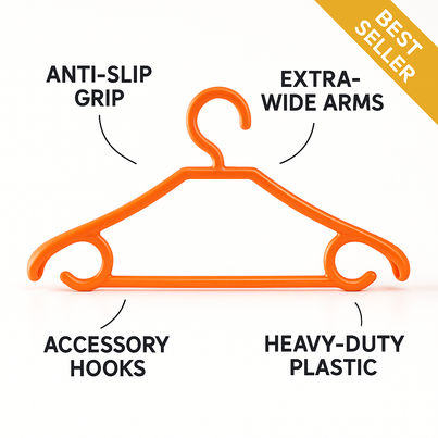 Sinco Premium COAT HANGER Heavy Duty - Pack of 3 pcs - Orange