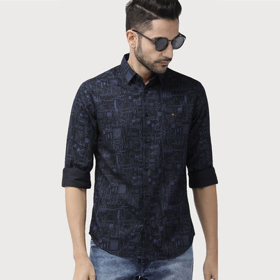 The Indian Garage Co Men's Slim Fit Abstract Print Casual Shirt | Black - 2XL The Indian Garage Co Men's Slim Fit Abstract Print Casual Shirt | Black - 2XL