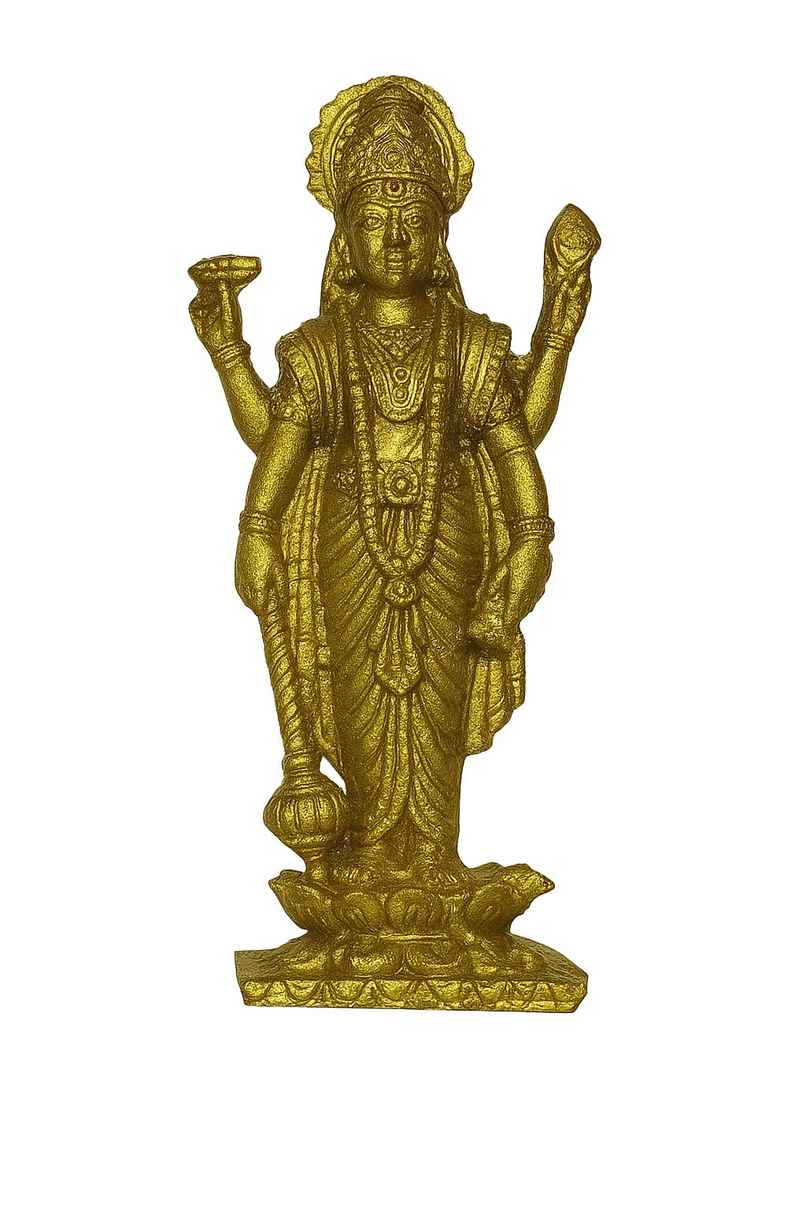 Pure Goddess Vishnu Idol | 2.5 in | Zinc Metal with Gold Coating | Puja & Gift | Cycle Pure Goddess Vishnu Idol | 2.5 in | Zinc Metal with Gold Coating | Puja & Gift | Cycle