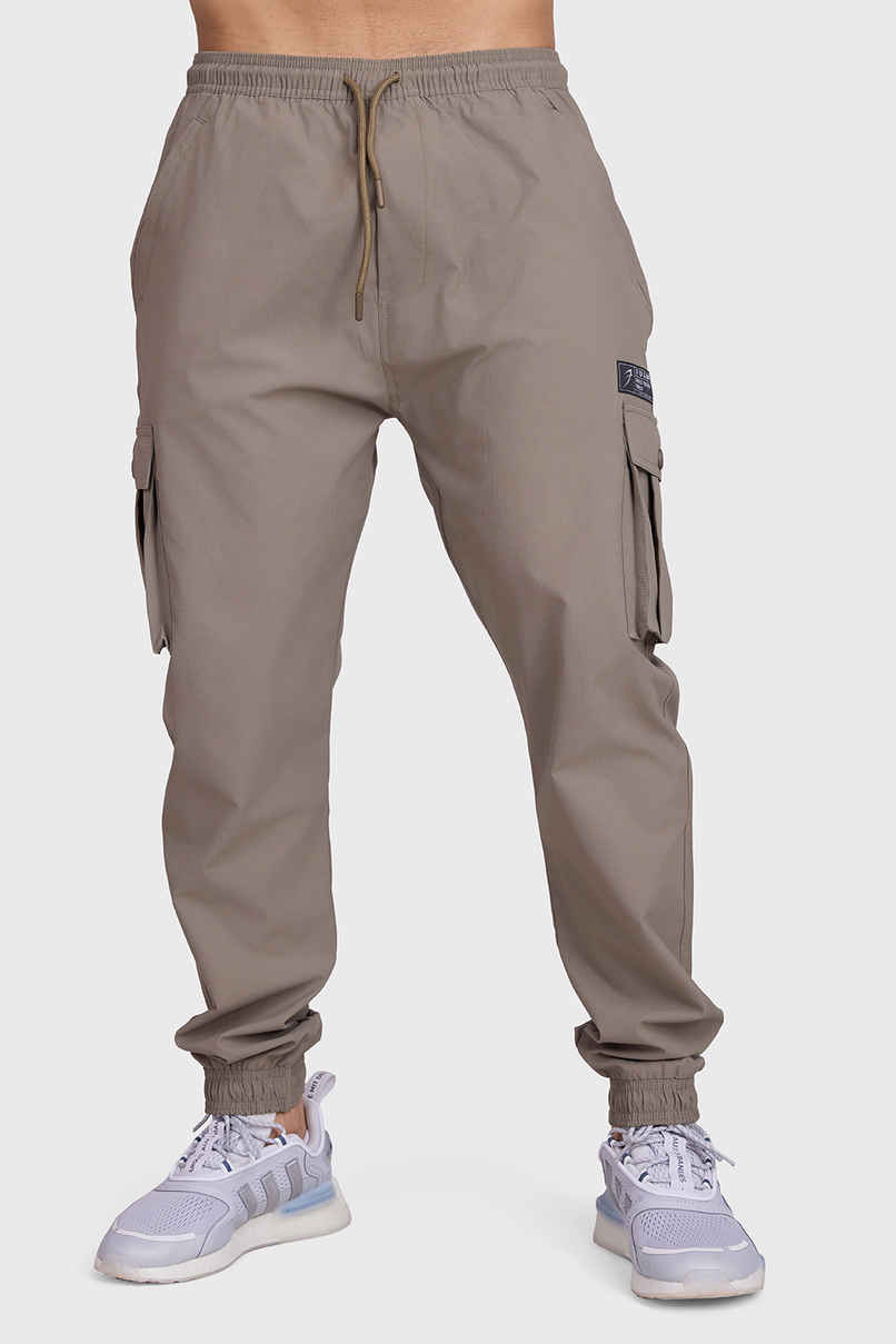 FUAARK Men's Script Regular Fit Sports & Gym Cargo Joggers | Brown - L FUAARK Men's Script Regular Fit Sports & Gym Cargo Joggers | Brown - L