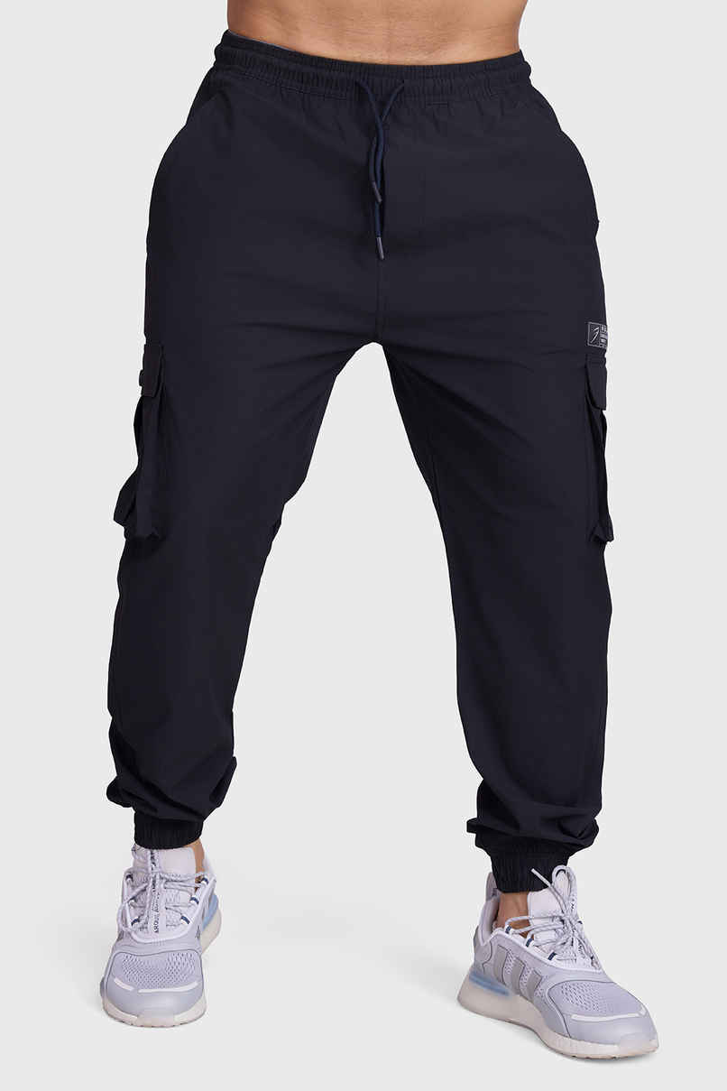 FUAARK Men's Script Regular Fit Sports & Gym Cargo Joggers | Black - L