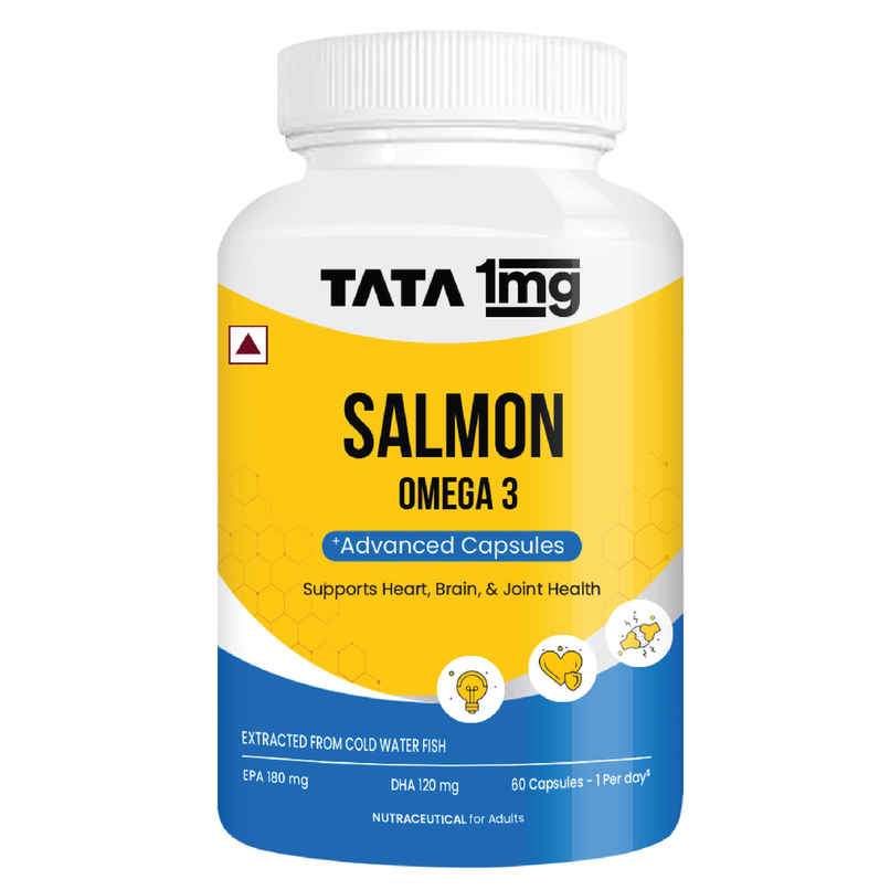 Tata 1mg Salmon Omega 3 Fish Oil Capsules Pack Of 60 Tata 1mg Salmon Omega 3 Fish Oil Capsules Pack Of 60