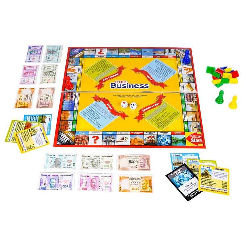 Ratna's Little Business Pop & 4-in-1 Board Games (Ludo, Snakes & Ladders, Car Rally, Puzzle)