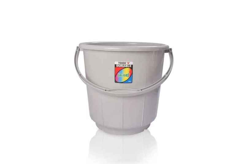 Jalore Opaque Plastic Bucket With Plastic Handle | Grey |11 L Jalore Opaque Plastic Bucket With Plastic Handle | Grey |11 L
