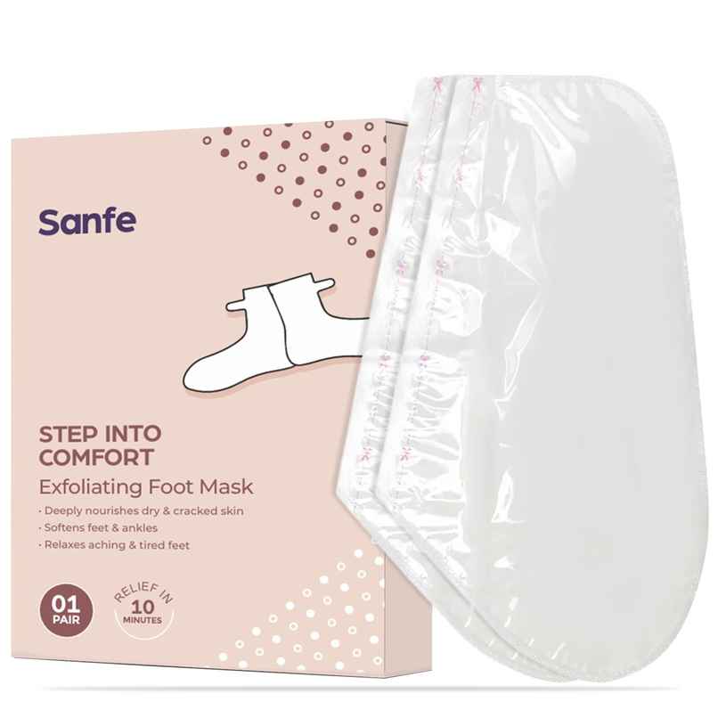 Sanfe Exfoliating Foot Mask | Exfoliates, Hydrates | Removes Dry Skin, Hard Calluses | 1 Pair