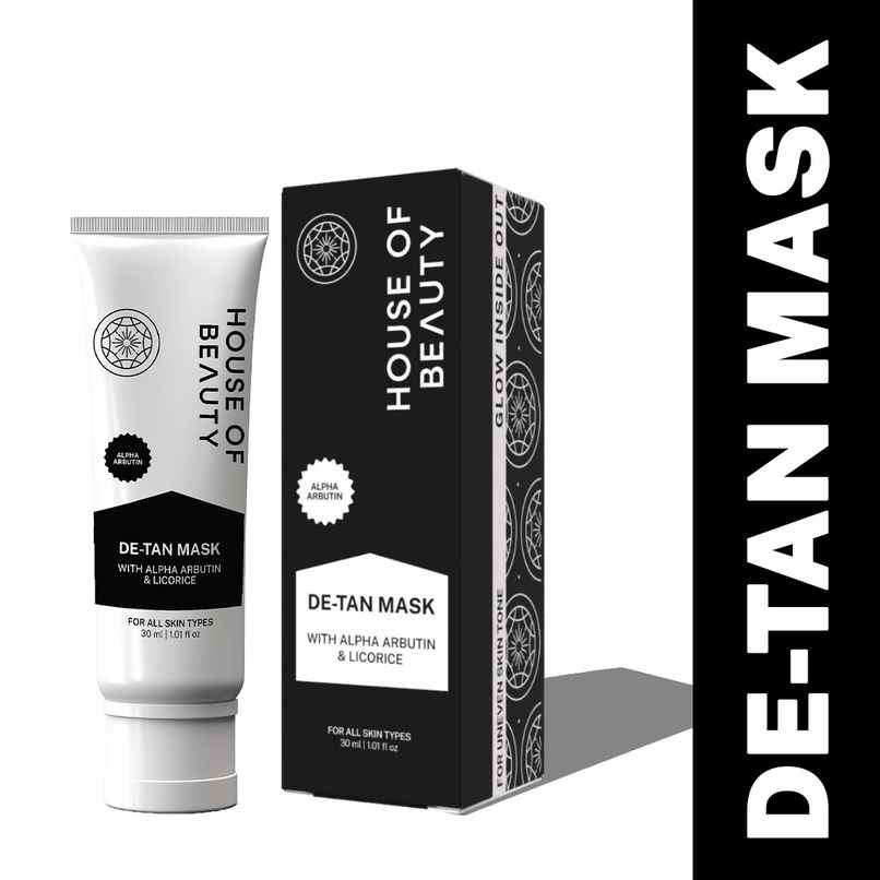 House Of Beauty De-Tan Mask For Tanning, Uneven Skin & Brown Spot Reduction W/T Arbutin