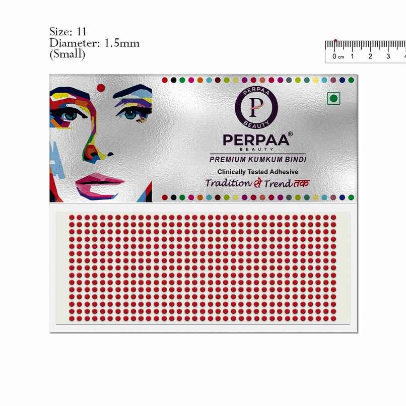 PERPAA Red Bindi | 1 Flap | Size 11 Diameter 1.5mm| Round Kumkum Bindi for women