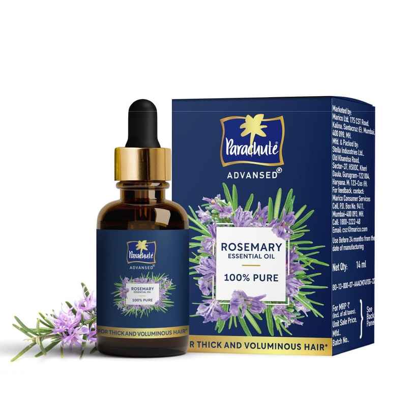 Parachute Advansed Rosemary Essential Oil | 100% Pure | For Thick & Voluminous Hair