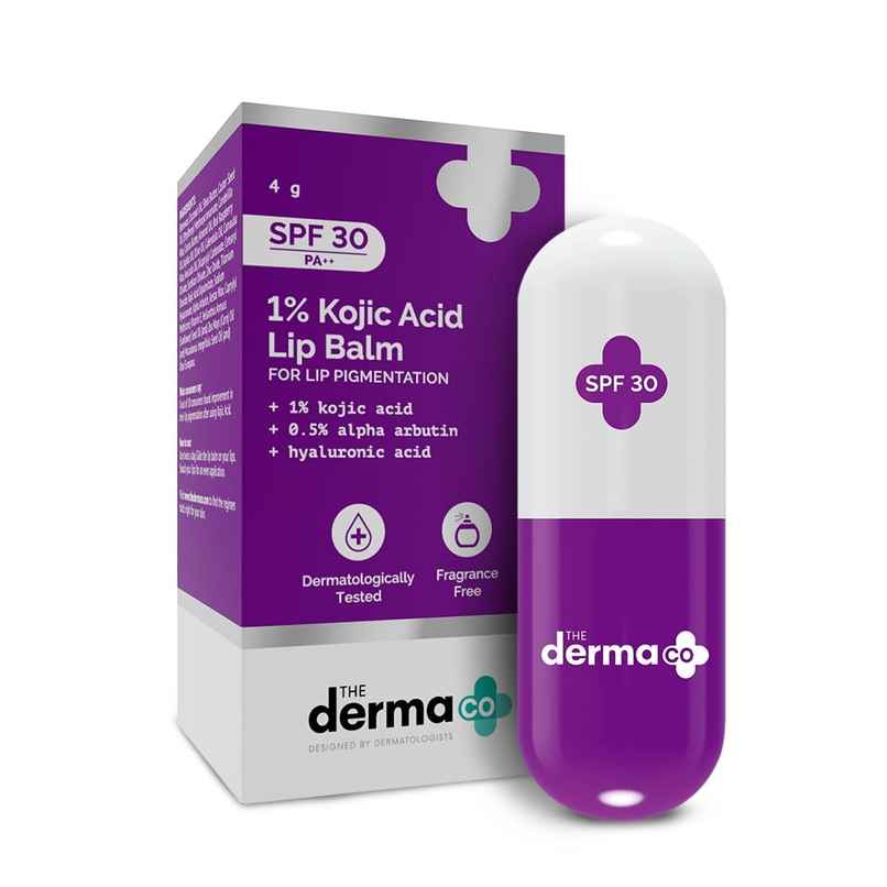 The Derma Co 1% Kojic Acid SPF 30 Lip Balm with Hyaluronic Acid & Alpha Arbutin- for Lip Lightening