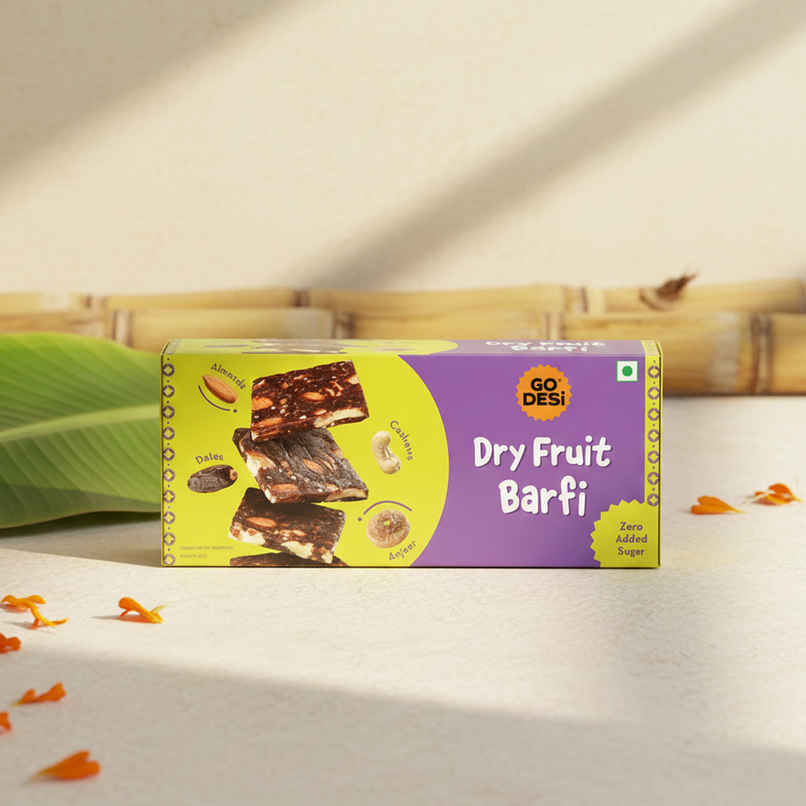 Dry Fruit Barfi, 6 Pcs | No Added Refined Sugar | Single Packs | Burfi | Sweets | By GO DESi